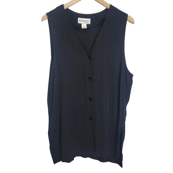 BRIGGS New York Black Long Side Slit Tank Tunic - Picture 1 of 11